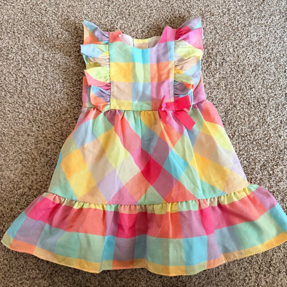Bonnie Baby Pastel Plaid Dress Easter Spring Size 24 Months